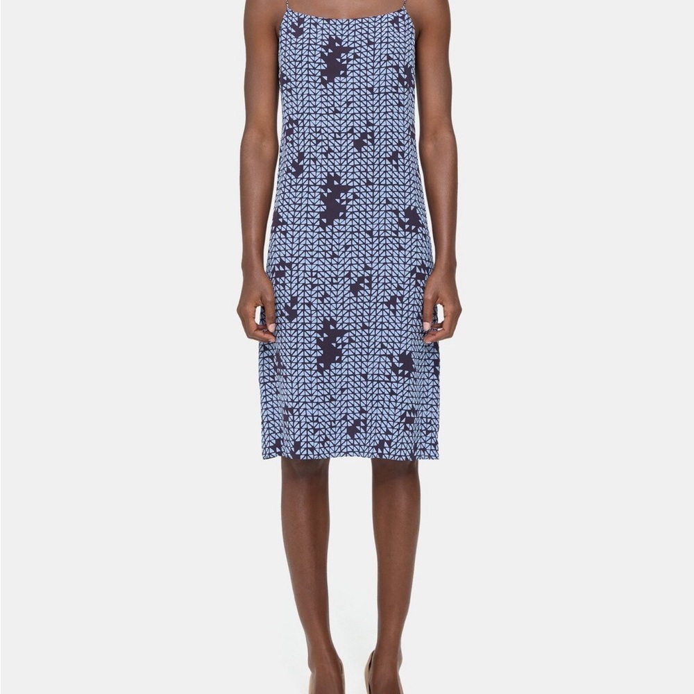 Theory Slip Geometric Silk Dress P